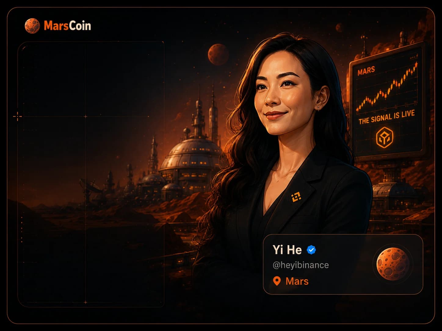Stylized executive portrait with a social profile location set to Mars